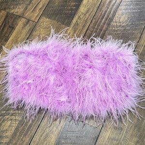 Club L Fluffy Pink Feather crop top bandeau size 10